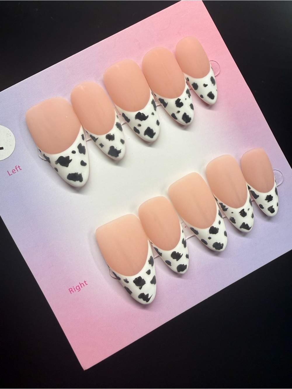 Cow Print Nude Pink Press-On Nails - Large